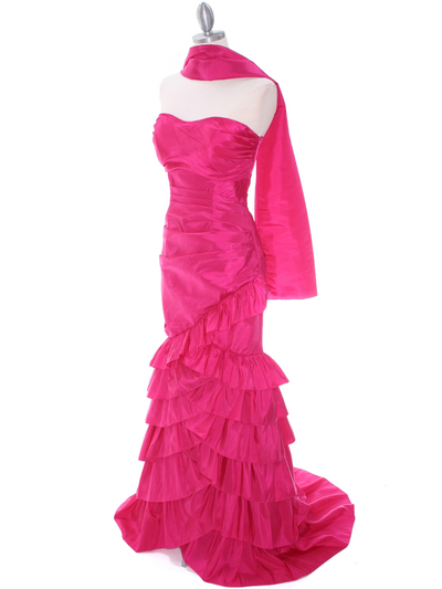 5247 Fuschia Taffeta Prom Evening Dress - Fuschia, Alt View Medium