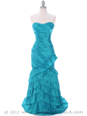 5247 Jade Taffeta Prom Evening Dress, Jade