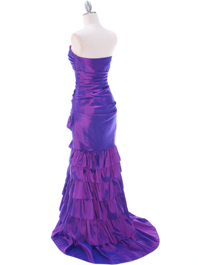 5247 Purple Taffeta Evening Dress - Purple, Back View Medium