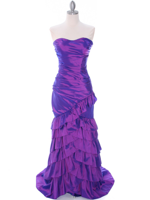 5247 Purple Taffeta Evening Dress,