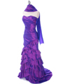 5247 Purple Taffeta Evening Dress - Purple, Alt View Thumbnail