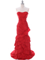 5247 Red Taffeta Prom Evening Dress - Red, Front View Thumbnail