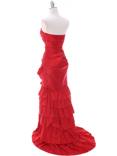 5247 Red Taffeta Prom Evening Dress - Red, Back View Medium