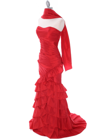 5247 Red Taffeta Prom Evening Dress - Red, Alt View Medium