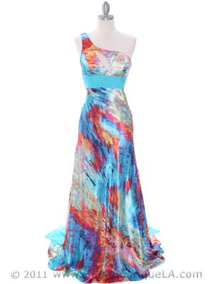 54112 Print Prom Evening Dress, Print