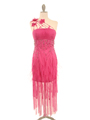 5532 Pink Silk Dress with Feather - Pink, Front View Thumbnail