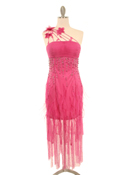 Pink Silk Dress with Feather