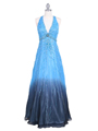 Blue Beaded Silk Gown