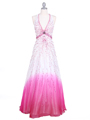 White/Fushia Bead Silk Gown