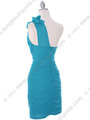 5567 Teal Chiffon Ruched Cocktail Dress - Teal, Back View Thumbnail