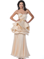 5810 Champagne Strapless Cocktail Dress with Beads and Sequins - Champagne, Alt View Thumbnail