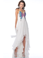 5816 Off White Butterfly Style Prom Dress with High Low Hem - Off White, Front View Thumbnail