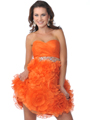 5870 Short Strapless Sweetheart Prom Dress - Orange, Front View Thumbnail