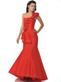 5881 Red One Shoulder Mermaid Prom Dress - Red, Front View Thumbnail
