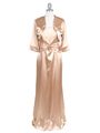 6249 Gold Charmeuse Evening Dress with Bolero Jacket - Gold, Front View Thumbnail