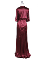 6249 Wine Charmeuse Evening Dress with Bolero Jacket - Wine, Back View Thumbnail