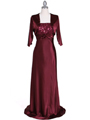6265 Wine Sequins Evening Dress with Bolero Jacket - Wine, Front View Thumbnail