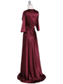 6265 Wine Sequins Evening Dress with Bolero Jacket - Wine, Back View Thumbnail