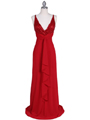 Red Sequins Top Chiffon Evening Dress