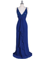 Royal Blue Sequins Top Chiffon Evening Dress