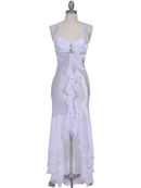 White Evening Dress with Rhinestone Pin