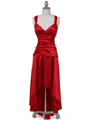 6283 Red Satin Cocktail Dress - Red, Front View Thumbnail