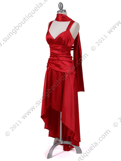6283 Red Satin Cocktail Dress - Red, Alt View Medium