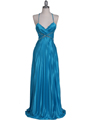 Turquoise Pleated Evening Gown