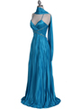 Turquoise Pleated Evening Gown