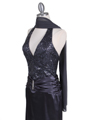 Dark Grey Sequins Top Satin Evening Gown Dark Grey Sequins Top Satin Evening Gown
