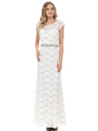 70-5131 Cap Sleeves Long Evening Dress - Ivory, Front View Thumbnail