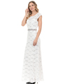 70-5131 Cap Sleeves Long Evening Dress - Ivory, Back View Thumbnail
