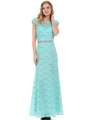 70-5131 Cap Sleeves Long Evening Dress - Mint, Front View Thumbnail