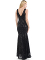 70-5150 Sleeveless V-Neck Sequin Evening Dress - Black, Alt View Thumbnail