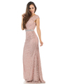 70-5152 Cap Sleeves Lace Overlay Long Evening Dress - Dusty Rose, Alt View Thumbnail