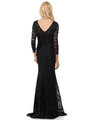 70-5162 Three-Quarter Sleeve Mother of the Bride Evening Dress - Black, Alt View Thumbnail
