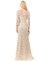 70-5162 Three-Quarter Sleeve Mother of the Bride Evening Dress - Gold, Alt View Thumbnail