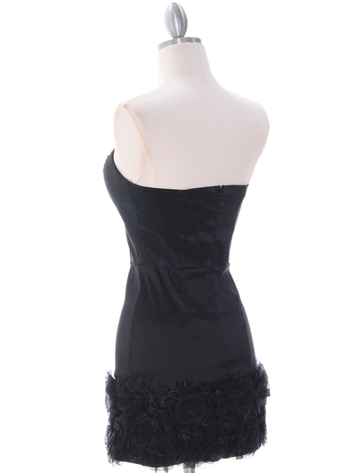 7021 Black Floral Party Dress - Black, Back View Medium