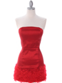 7021 Red Floral Party Dress - Red, Front View Thumbnail