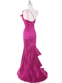 7063  Raspberry One Shoulder Taffeta Evening Dress with Bow - Back Image