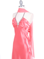 7072 Coral Satin Evening Dress with Rhinestone Strap - Coral, Alt View Thumbnail