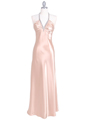 7072 Gold Satin Evening Dress with Rhinestone Strap - Gold, Front View Thumbnail