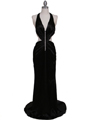 Black Satin Halter Evening Dress