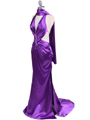 Purple Satin Halter Evening Dress