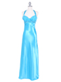 Turquoise Pleated Top Evening Dress