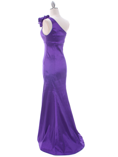 7098 Purple Taffeta Evening Dress - Purple, Back View Medium