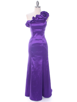 7098 Purple Taffeta Evening Dress, Purple
