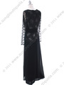 709 Black Long Sleeve Mother of The Bride Dress - Black, Back View Thumbnail