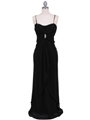 7107 Black Chiffon Evening Dress - Black, Front View Thumbnail