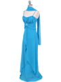 7107 Turquoise Chiffon Evening Dress - Turquoise, Alt View Thumbnail